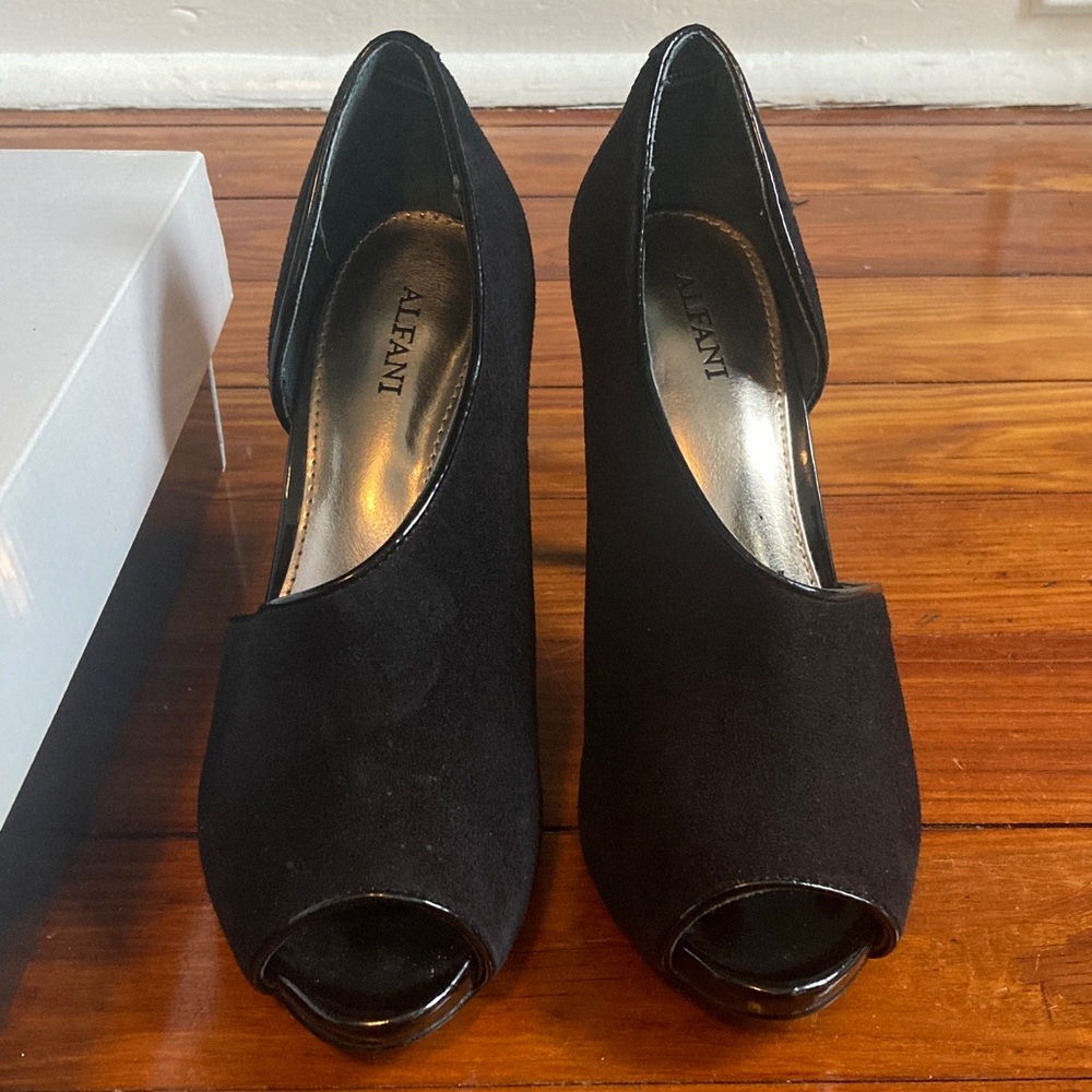 Alfani Elegant Black Peep-Toe Heels